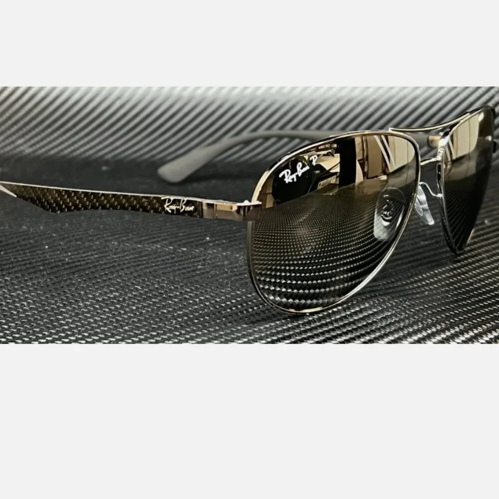 RAY BAN Titanium Grey Polarized 61 mm Men's Sunglasses